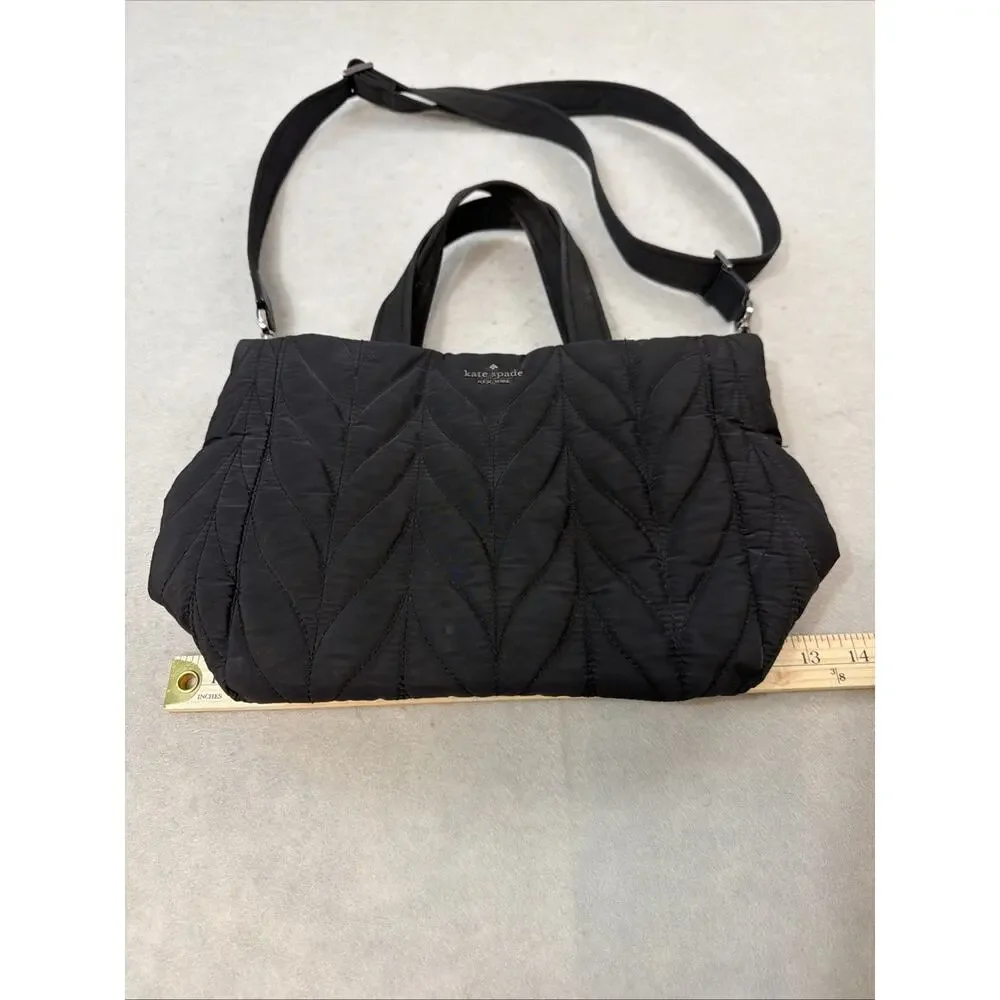 KATE SPADE New York Ellie Black Nylon Quilted Small Tote Handbag Crossbody - Picture 2 of 7